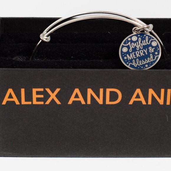 Alex and Ani 'Joyful Merry and Blessed Christmas' Charm Bangle Bracelet with Box - Picture 5 of 5